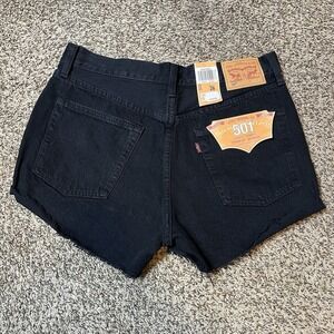 Levi's 501 Premium Selvedge Denim Shorts Women's 28 Black Cut Off Button Fly